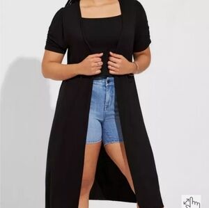 Torrid Fit & Flare Duster Cardigan Black Short sleevesize 3x